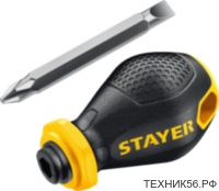 Отвертка переставная PH2/SL6, 38 мм, двухкомпонентная рукоятка STAYER Hercules