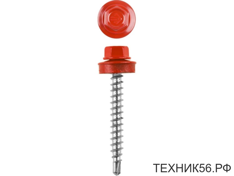 Саморез кровельный 4,8x38мм RAL 3003 (цвет рубин) (цена 1шт)