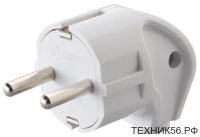 Вилка электр. с/з, угловая, 16А/250В/3,5кВт белая Makel 10027