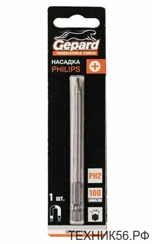 Бита PH 2, 150мм GEPARD (GP3501-15) (бита Phillips сталь S2 магнитная) Бита PH 2, 150мм GEPARD (GP3501-15) (бита Phillips сталь S2 магнитная)