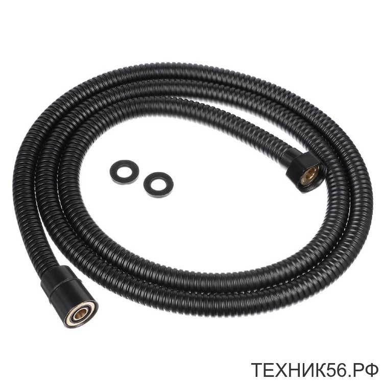 Шланг для душа 150 см 1/2" - 1/2" чёрный (имп./имп.) сталь, латунь RAIN (569-001)