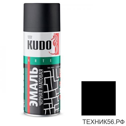 Эмаль чёрная матовая алкидная, аэрозоль 520мл RAL 9005 KUDO KU-1102