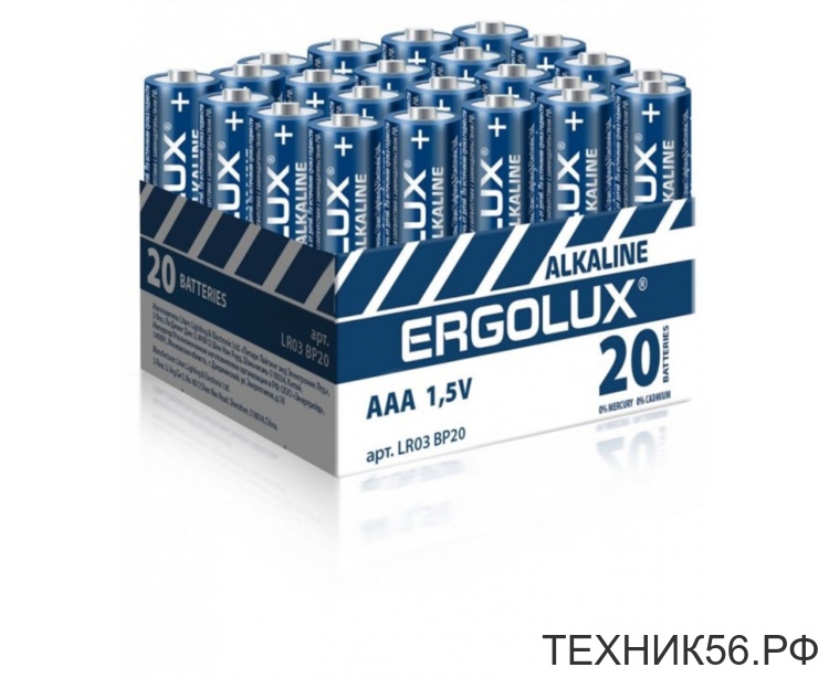 Батарейка AAA Alkaline LR03 мизин ERGOLUX