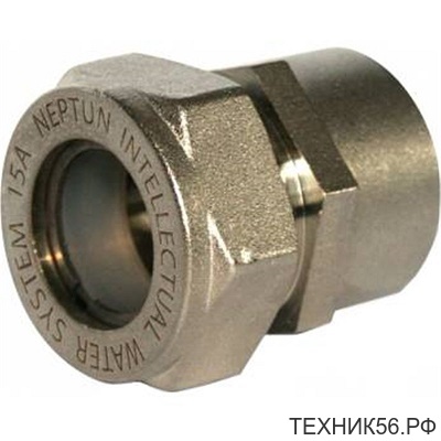 Муфта соединительная 15x3/4в, латунь никелированная