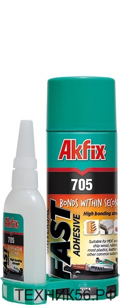 Клей секундный с активатором Akfix 705 комплект (50 гр + 200 мл)
