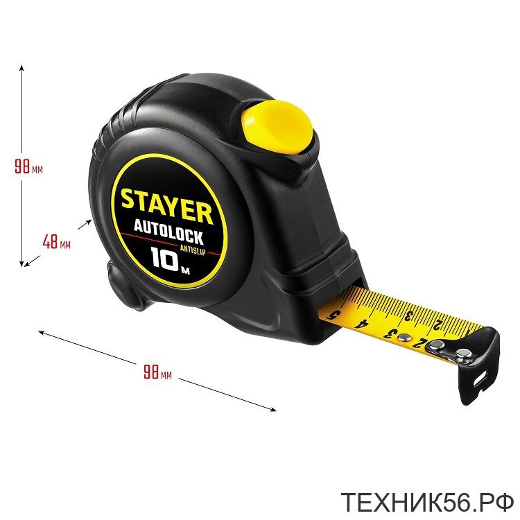 Рулетка 10м х 25мм "Автостоп" STAYER AutoLock