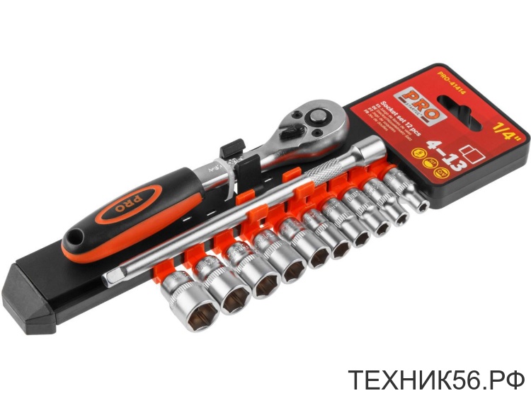 Набор Торцовые головки (1/4") 4-13мм, трещотка, удлинитель CrV PRO STARTUL (PRO-41414) Набор Торцовые головки (1/4") 4-13мм, трещотка, удлинитель CrV PRO STARTUL (PRO-41414)