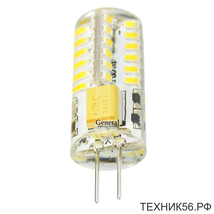 Лампа светодиодная G4 220V 3W 4500K 4K 36x10мм SMD силикон BL5 General