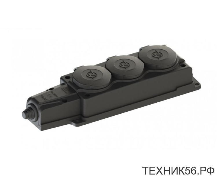 Колодка 3 гн. с загл. каучук 2P+PE 1x16A 220-240V IP54 NE-AD