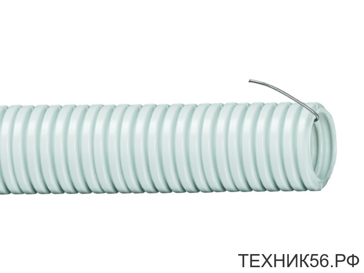 Гофр. труба 25мм для электропроводки с зондом, серая (цена 1м) Гофр. труба 25мм для электропроводки с зондом, серая (цена 1м)