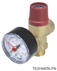 Клапан предохранительный с манометром 1/2" г/ш 3 бар, TIM BL4802-3