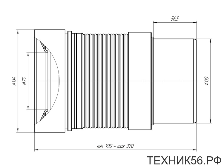 Гофра для унитаза 23-57см K821 АНИ пласт
