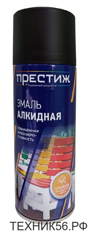 Эмаль чёрная глянцевая алкидная, аэрозоль 425мл RAL 9005 Престиж