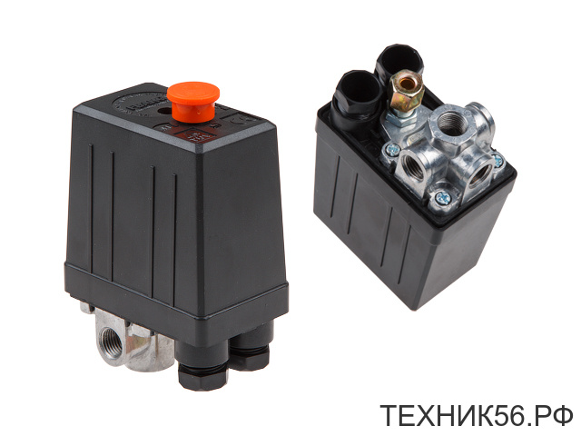 Прессостат четырехходовой для компрессора ECO (1/4" - 4шт, ВКЛ - 6 бар, ОТКЛ - 8 бар) (AES-414P)