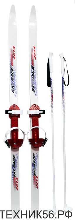 Лыжи подростовые "SKI RACE" пластик, длина 120см, алюм. палки 95см, c унив. креплением / Цикл