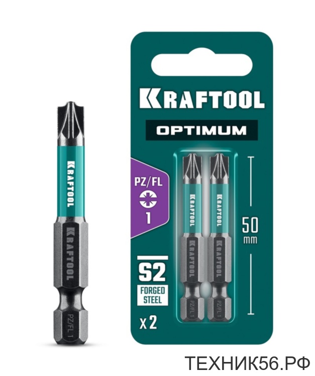 Бита PZ/FL 1, 50мм (цена 1шт) KRAFTOOL OPTIMUM Бита PZ/FL 1, 50мм (цена 1шт) KRAFTOOL OPTIMUM
