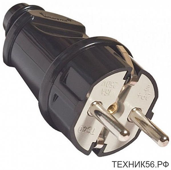 Вилка электр. с/з черная 16А/250В/3,5кВт UNIVersal (А1010)