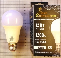 Лампа светодиодная E27 12Вт 4000K 220V 1200Лм 115x60мм IC-драйвер ВАШЕ СИЯТЕЛЬСТВО