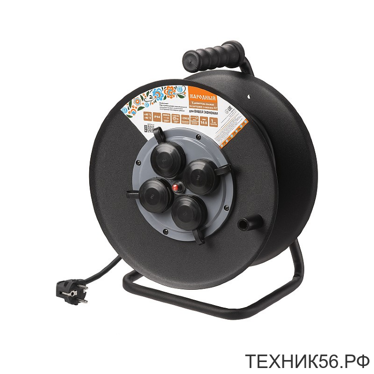 Удлинитель силовой на катушке с/з 4 гн. КГ 3*1,5, 16А, 3,5 кВт, 30м IP44 с термозащитой TDM SQ1307-0160 Удлинитель силовой на катушке с/з 4 гн. КГ 3*1,5, 16А, 3,5 кВт, 30м IP44 с термозащитой TDM SQ1307-0160