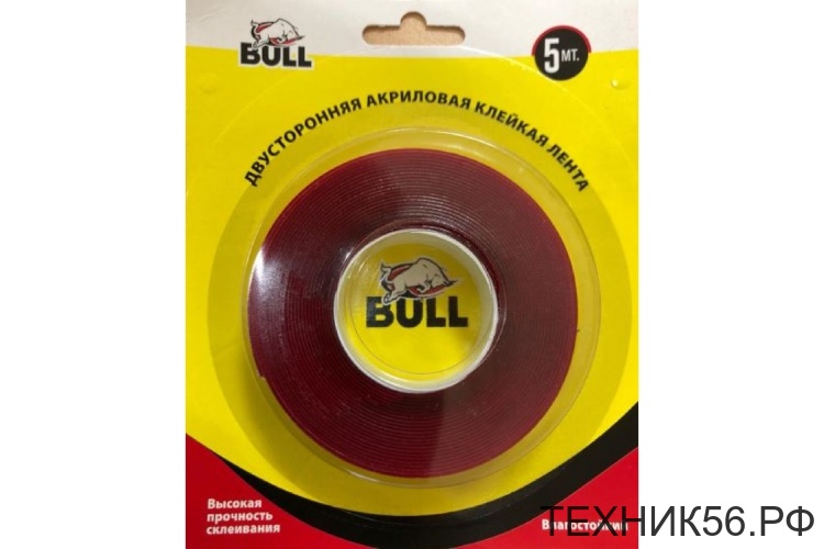 Скотч двусторонний 20мм*5м акриловый Bull