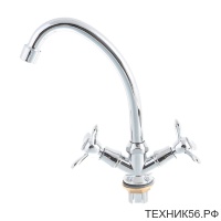Смеситель для кухни L 4912 креп. гайка, керамика, ручка 3 лепестка, хром LEDEME