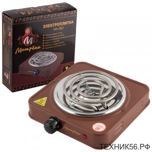 Электроплита Матрена МА-061, 1 конфорка спираль, 1кВт, коричневая