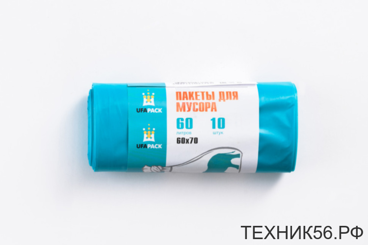 Мешки для мусора 60л*10шт (30мкм) Уфа Пак ПВД