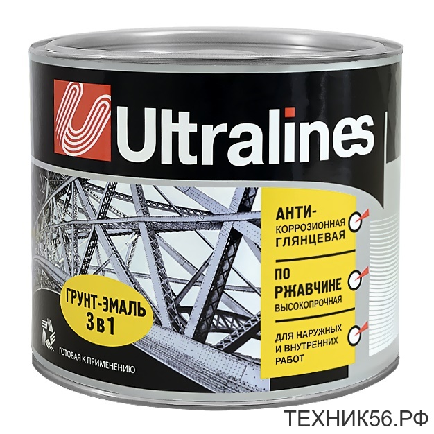 Грунт-эмаль по ржавчине 3в1 ULTRA LINES 1,8кг графит