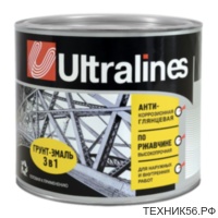 Грунт-эмаль по ржавчине 3в1 ULTRA LINES 0,8кг чёрная