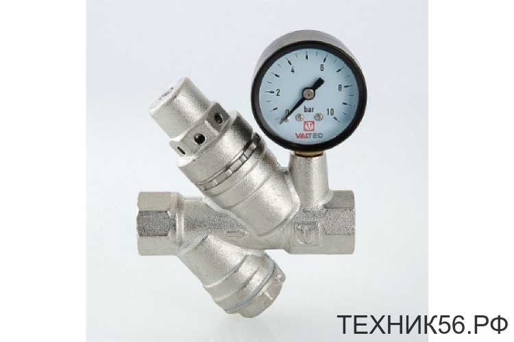 Редуктор давления 1/2" от 2 до 5 бар с фильтром и манометром VALTEC VT.082.N