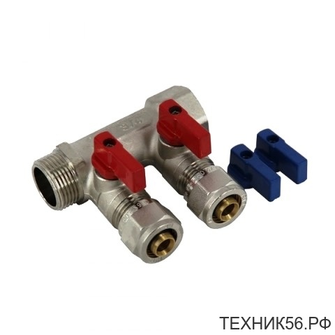 Коллектор 3/4"х16 м/п, 2 выхода, с шар. краном