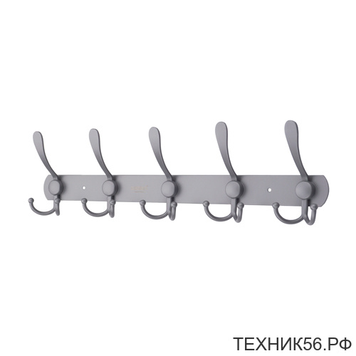 Крючок на планке 5 крючков G18-5G, серый матовый 45см Крючок на планке 5 крючков G18-5G, серый матовый 45см