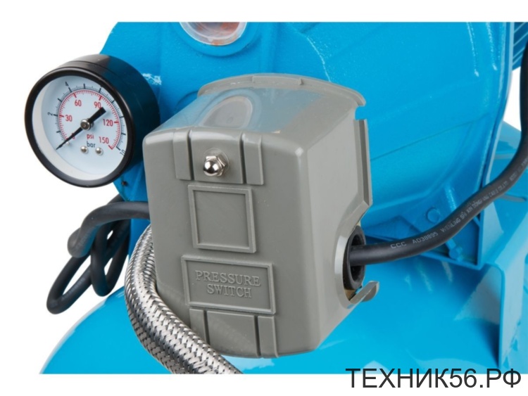Насосная станция DGM BP-1100 (1100 Вт, 3100 л/ч, 45 м, 5 бар макс, корпус насоса чугун, бак 24 л)