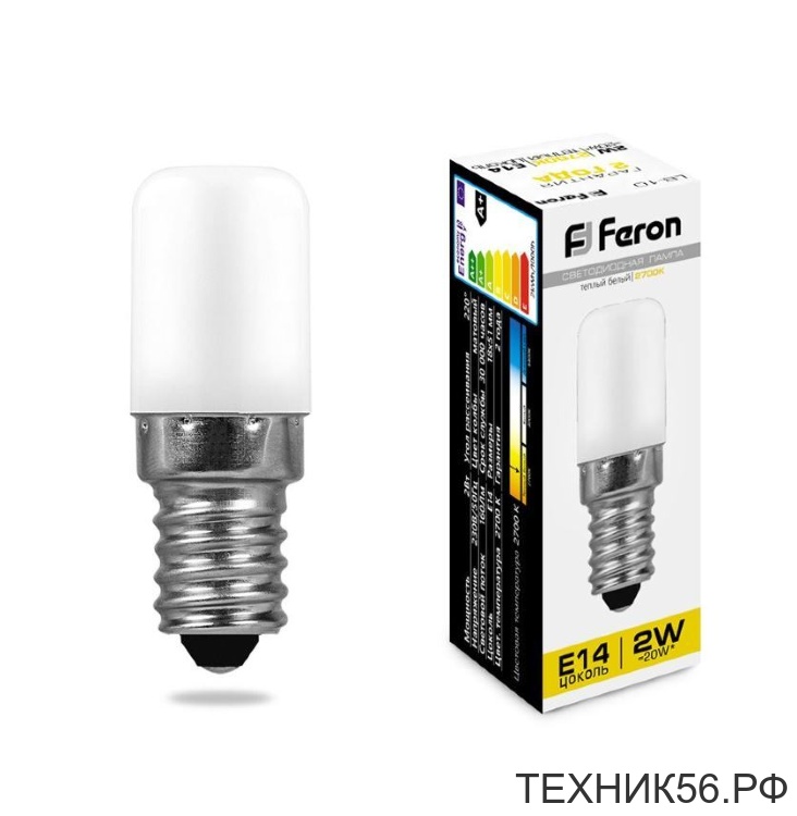Лампа для холодильника LED Е14 2W(160Im) 4000K 4K матовая 51х18, LB-10 25897 Лампа для холодильника LED Е14 2W(160Im) 4000K 4K матовая 51х18, LB-10 25897