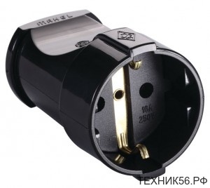 Штепсельное гнездо с/з черн 16А 250В Makel 10053