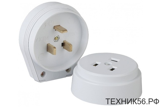 Разъем (вилка+розетка) РШ-ВШ 2P+PE 32А 230В накладная UNIVersal 1235