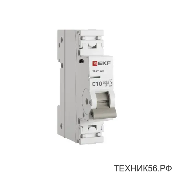 Автомат 10A, 230/400В, 1-полюсный, тип "С" ВА 47-63N M634110C EKF PROxima