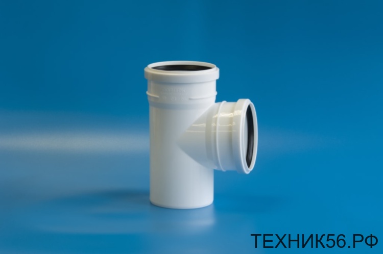 Тройник БЕСШУМНЫЙ ПП 110х110/87,5 "Политэк" Белого цвета