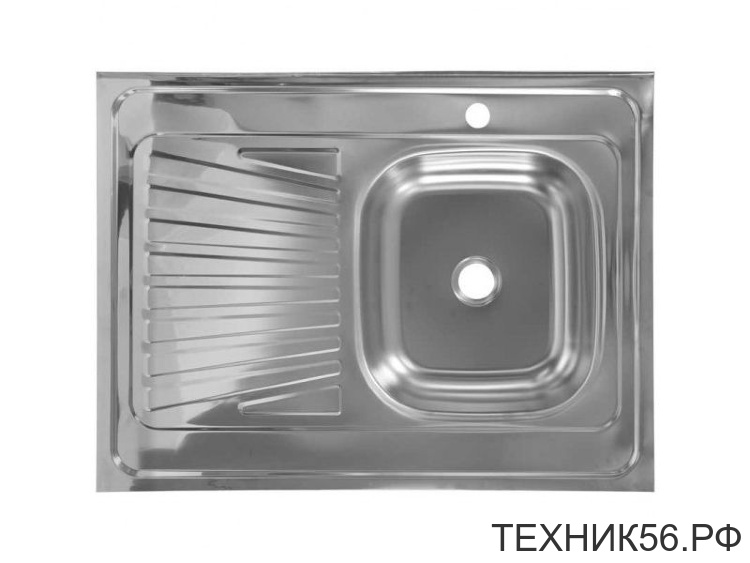 Мойка накладная 60х80см, 0,4мм/130мм правая