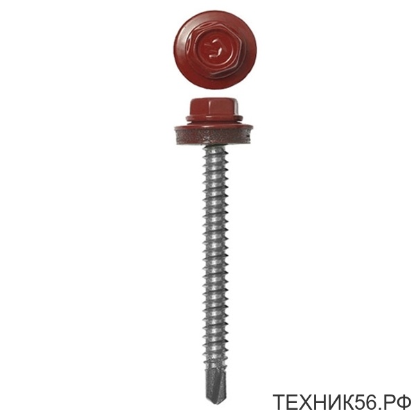 Саморез кровельный 4,8x50мм RAL 3003 (красный) (цена 1шт) Саморез кровельный 4,8x50мм RAL 3003 (красный) (цена 1шт)