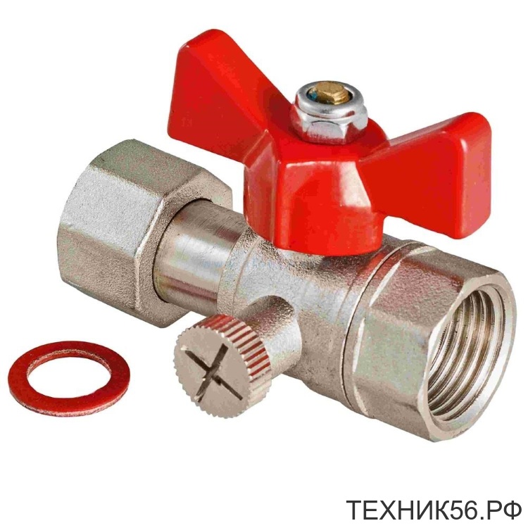 Кран шаровой для манометра 1/2"вн-1/4"вн с накидной гайкой, с маевским
