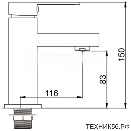 Смеситель для умывальника L 1033 креп. гайка, картридж 35, латунь, хром Ledeme