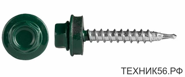 Саморез кровельный 4,8x35мм RAL 6005 (зелёный мох) (цена 1шт) Саморез кровельный 4,8x35мм RAL 6005 (зелёный мох) (цена 1шт)