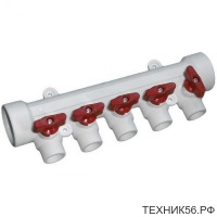 ПП Коллектор ф40*20, 5 выходов, с шар. краном