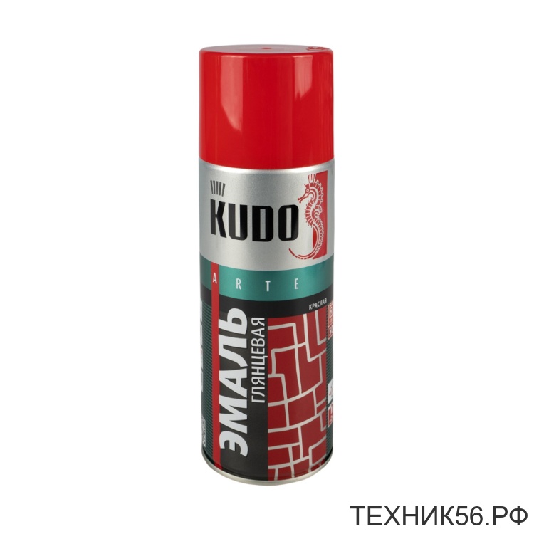 Эмаль красная глянцевая алкидная, аэрозоль 520мл RAL 3020 KUDO KU-03020