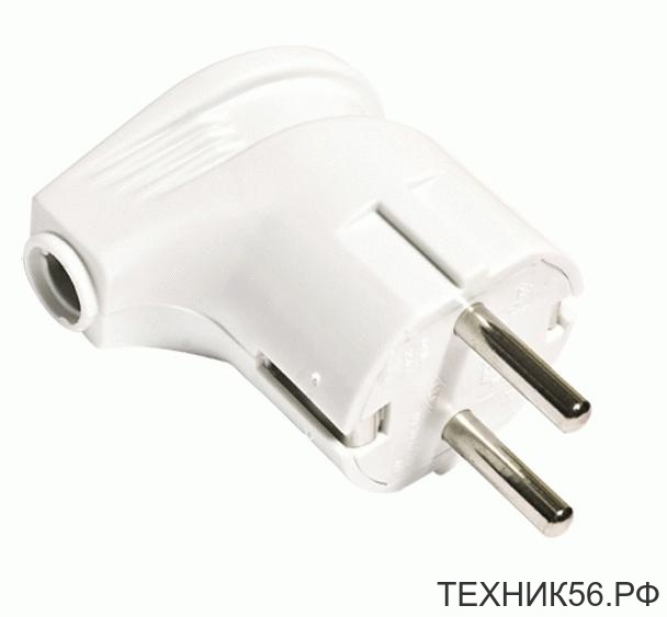 Вилка электр. с/з, угловая, 16А/220В/3,5кВт белая UNIVersal А105
