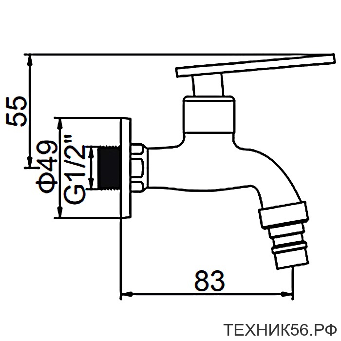 Кран водоразборный шаровый с носиком 1/2" из нерж.стали L70101