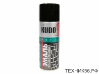 Эмаль чёрная глянцевая алкидная, аэрозоль 520мл RAL 9005 KUDO KU-1002