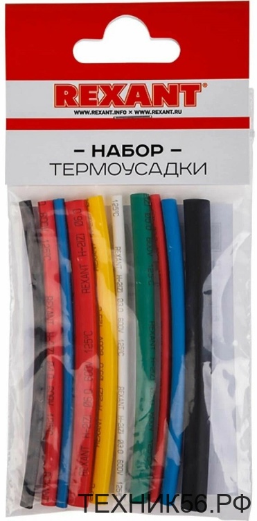 Термоусадочные трубки набор 4 вида 10см (3-6мм/1,5-3мм) REXANT (29-0101)