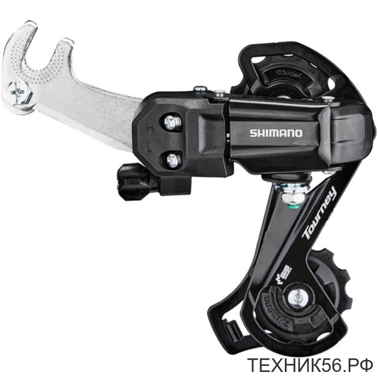 Переключатель задний Shimano Tourney, TY200, GS, 6/7ск. крепление на ось, цв. черн., б/уп.